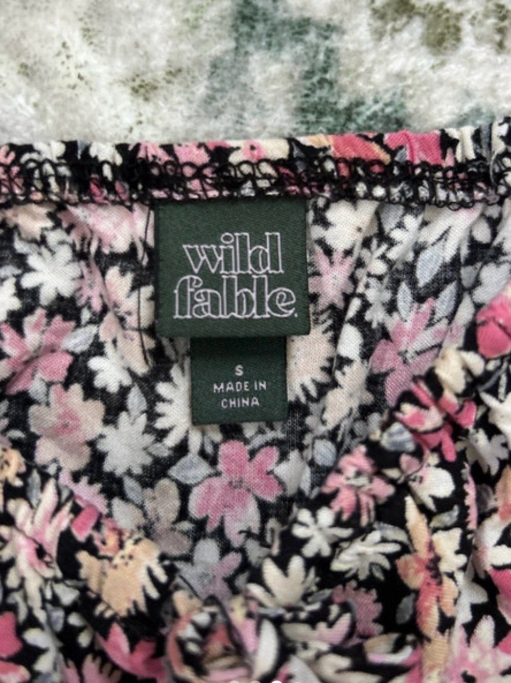 wild fable Black Floral Smocked Cami with Pink & Cream Flowers - Picture 4 of 6